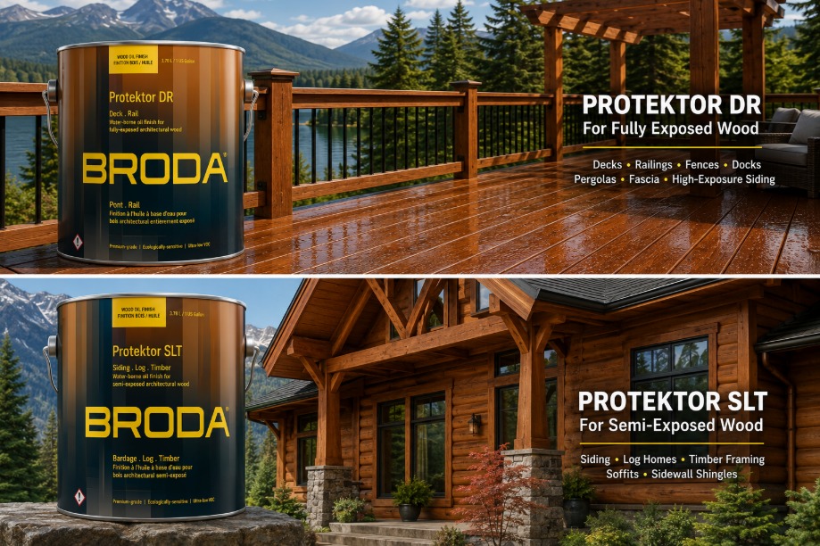 Protektor DR vs SLT BRODA wood stain CBR Products deck siding log timber