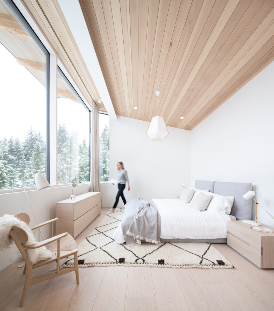 Western Hemlock Clear Vertical Grain Origin, bedroom ceiling, Sophie Burke Design, Ema Peter Photography